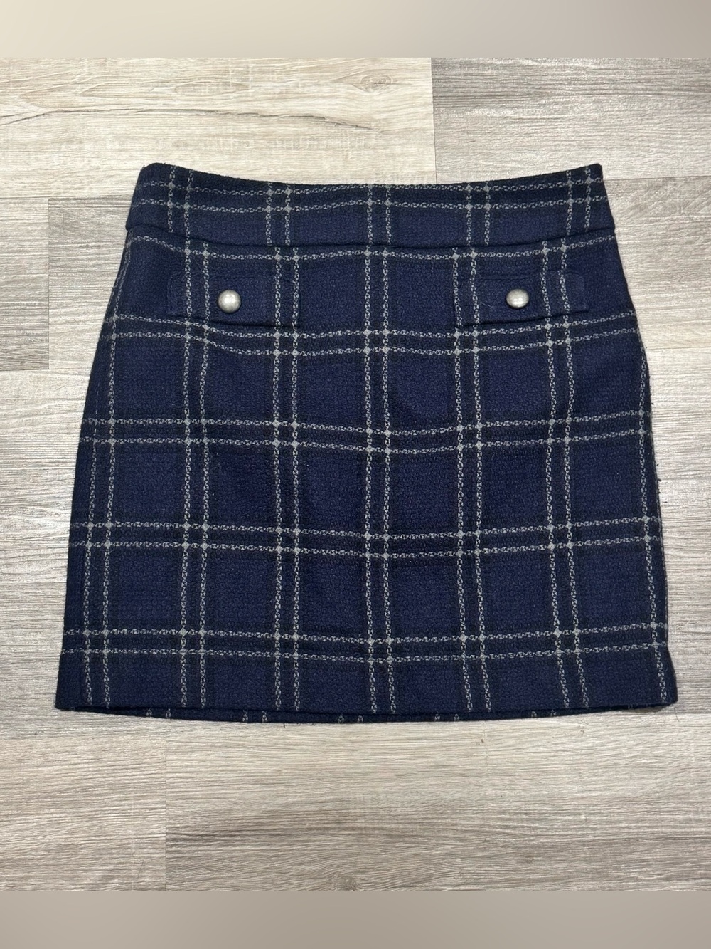 LOFT Navy Plaid Mini Skirt Size 6